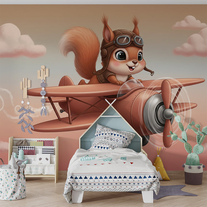Detská izba tapeta | Letiaci veverička a oblaky
