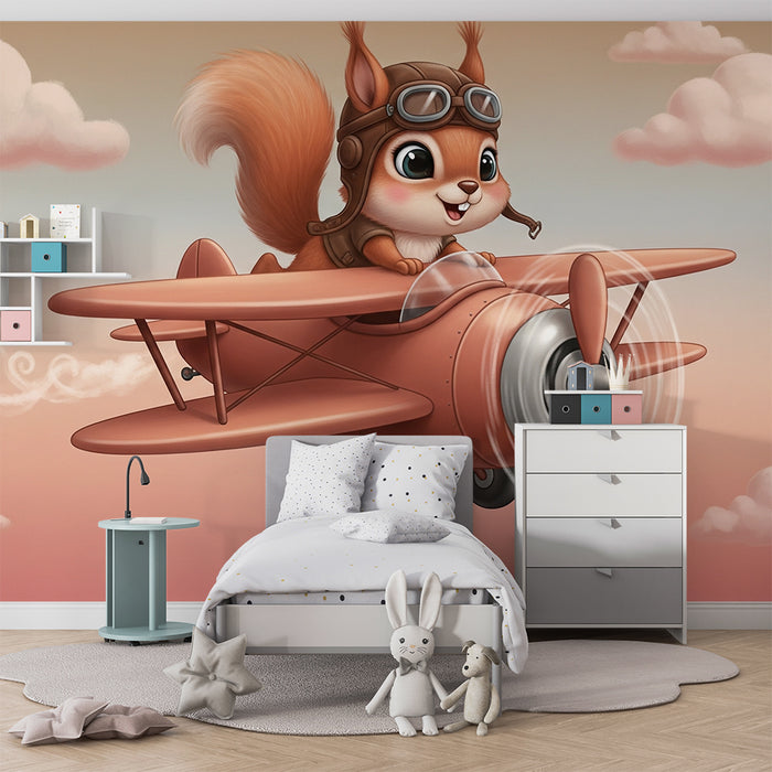 Detská izba tapeta | Letiaci veverička a oblaky