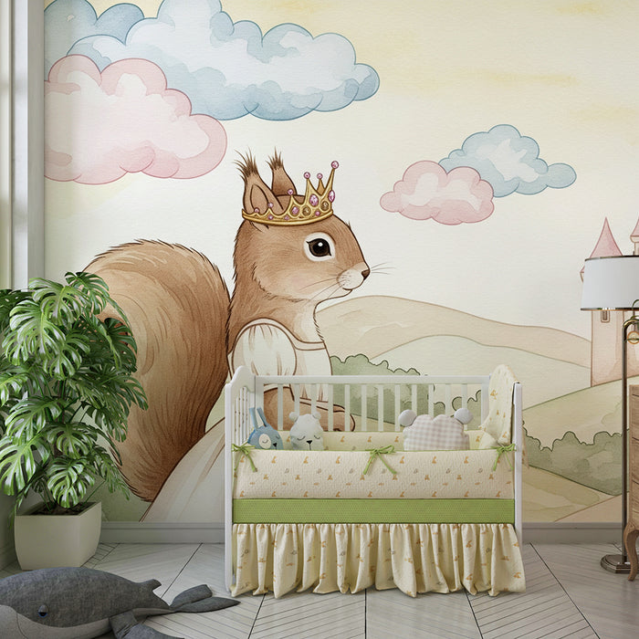 Kids room wallpaper | Royal Squirrel and Enchanted Castle