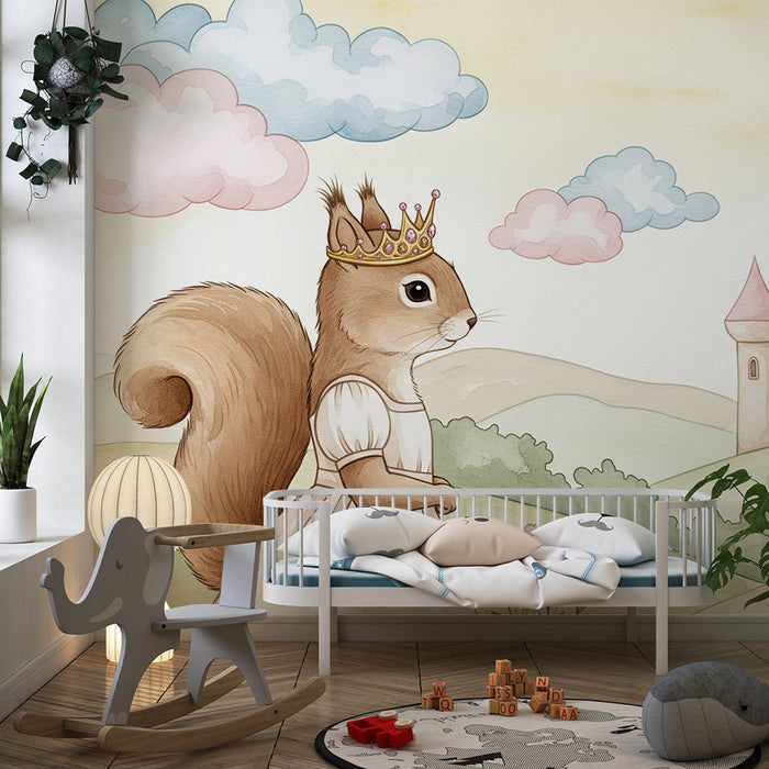 Kids room wallpaper | Royal Squirrel and Enchanted Castle