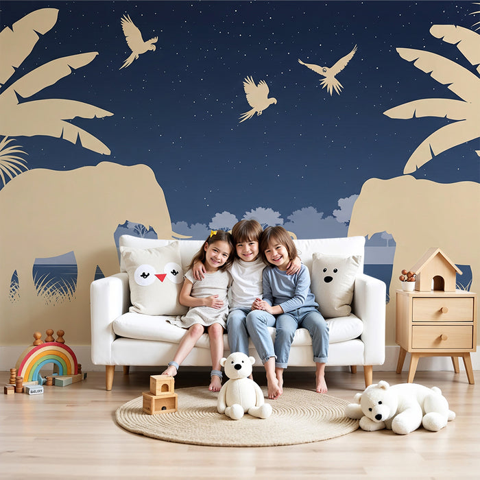 Kids room wallpaper | Elegants öö-savanni