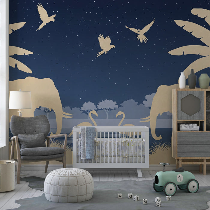 Kids room wallpaper | Elegants öö-savanni