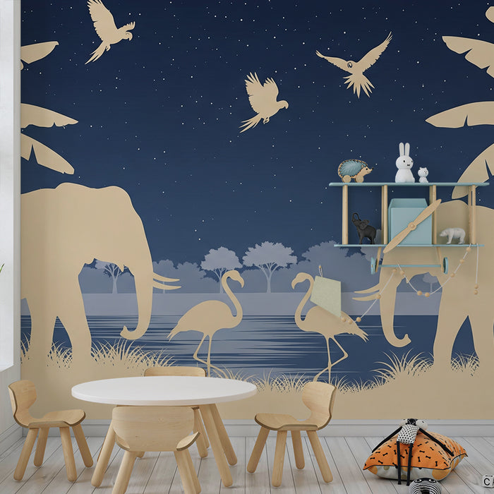 Kids room wallpaper | Elegants öö-savanni