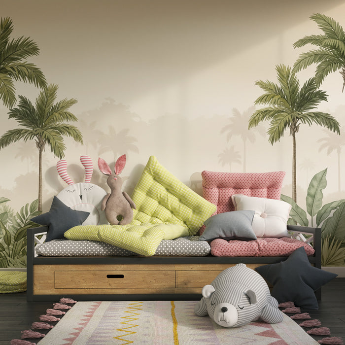 Kinderkamer behang | Elegante jungle met olifanten