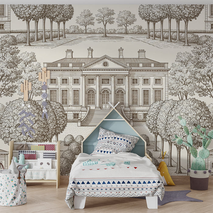 Børnetapet | Elegant villa omgivet af frodige haver