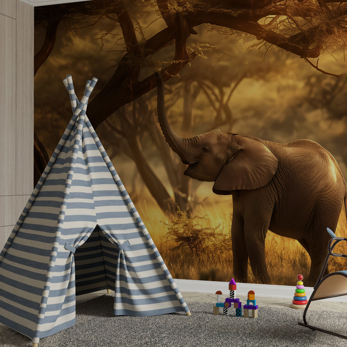 Papier peint chambre enfant | Élémentaire éléphant dans la savane