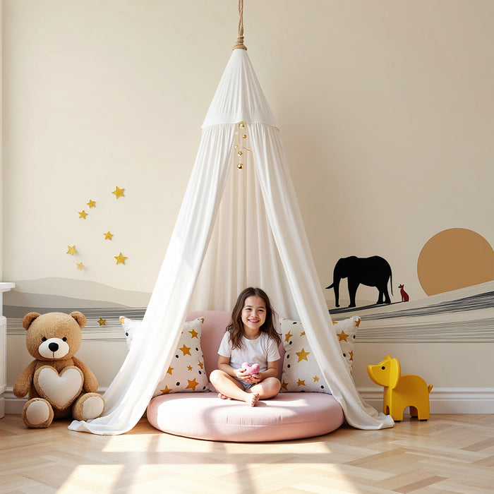 Kids room wallpaper | Elephant and little animal at sunset in a minimalist landscape