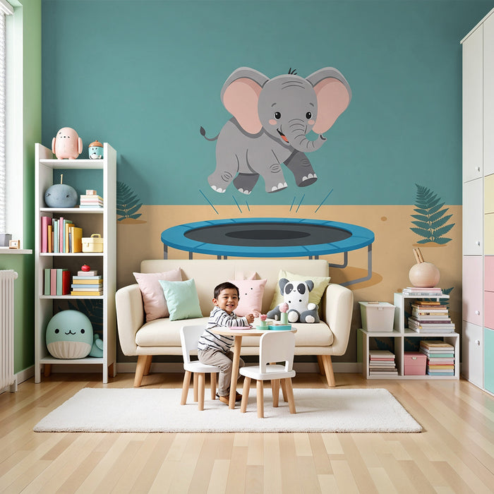 Tapety dla dzieci | Veselý slon na trampolíně