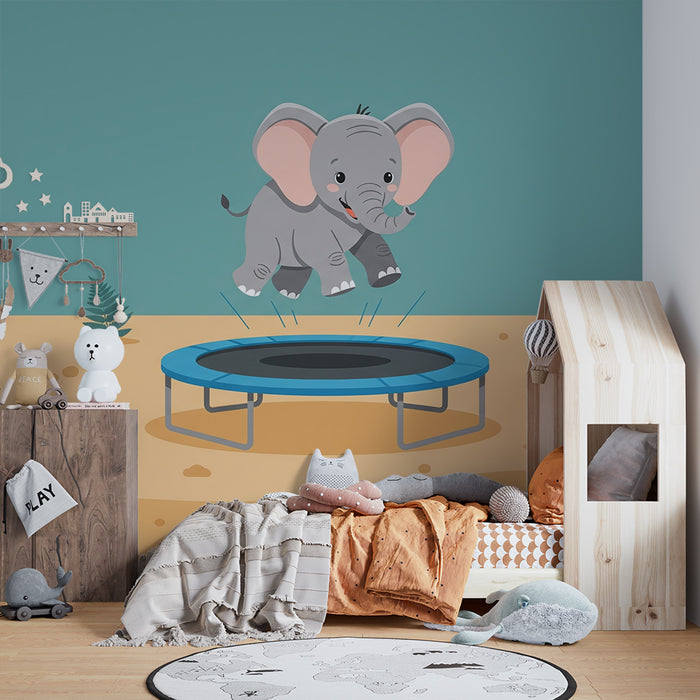 Tapety dla dzieci | Veselý slon na trampolíně