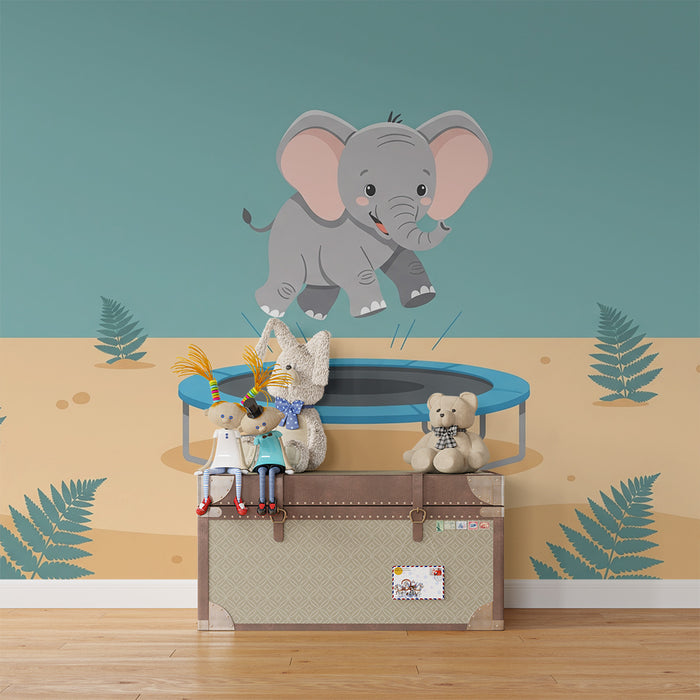 Tapety dla dzieci | Veselý slon na trampolíně