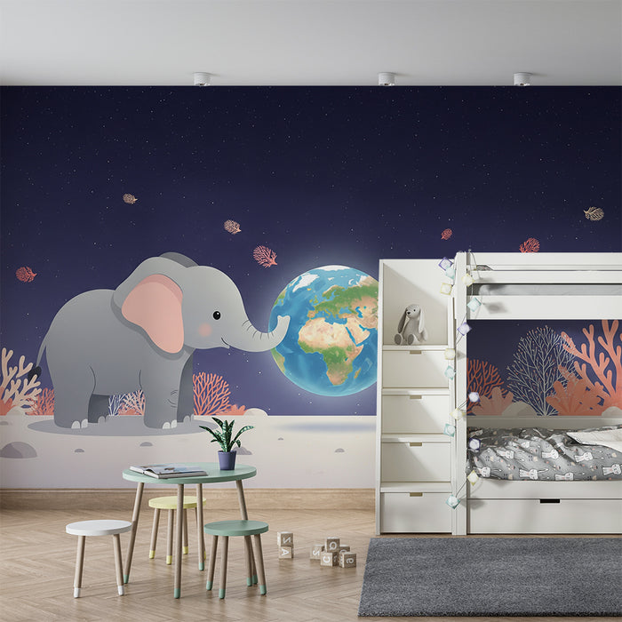 Barntapet | Söt elefant och jordens planet i en förtrollande värld