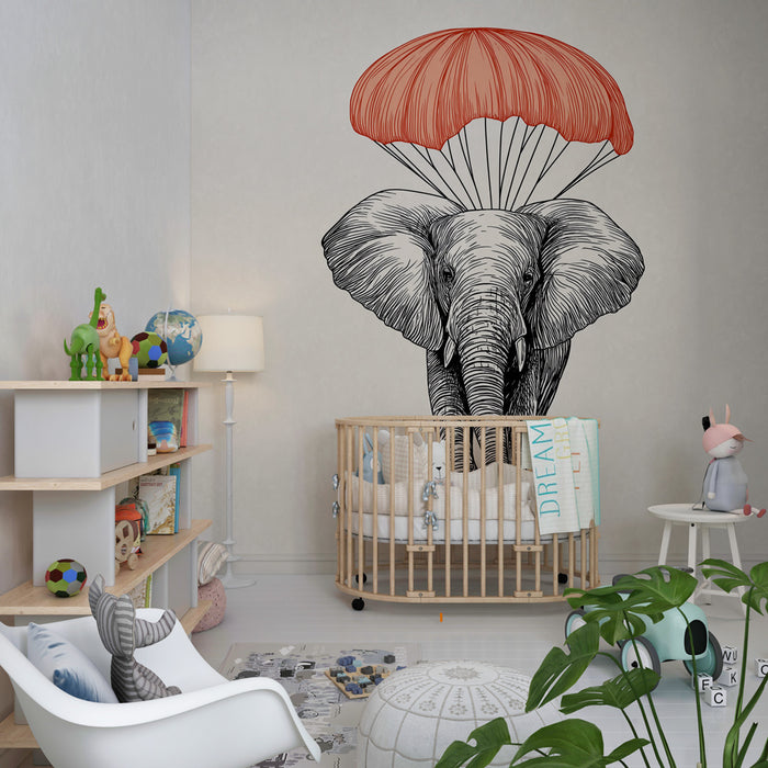 Kinderzimmer Tapete | Lustiger Fallschirm-elefant