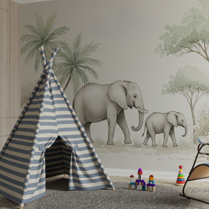 Kinderzimmer Tapete | Elefandid looduses