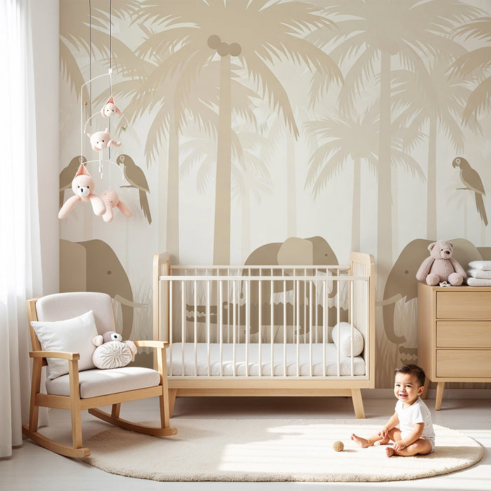 Tapet barnerom | Elefanter og tropisk jungel