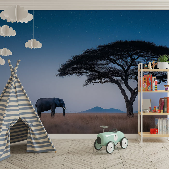 Papier peint chambre enfant | Éléphants sous les étoiles
