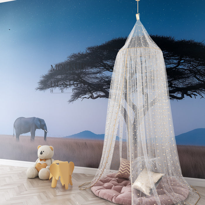 Papier peint chambre enfant | Éléphants sous les étoiles