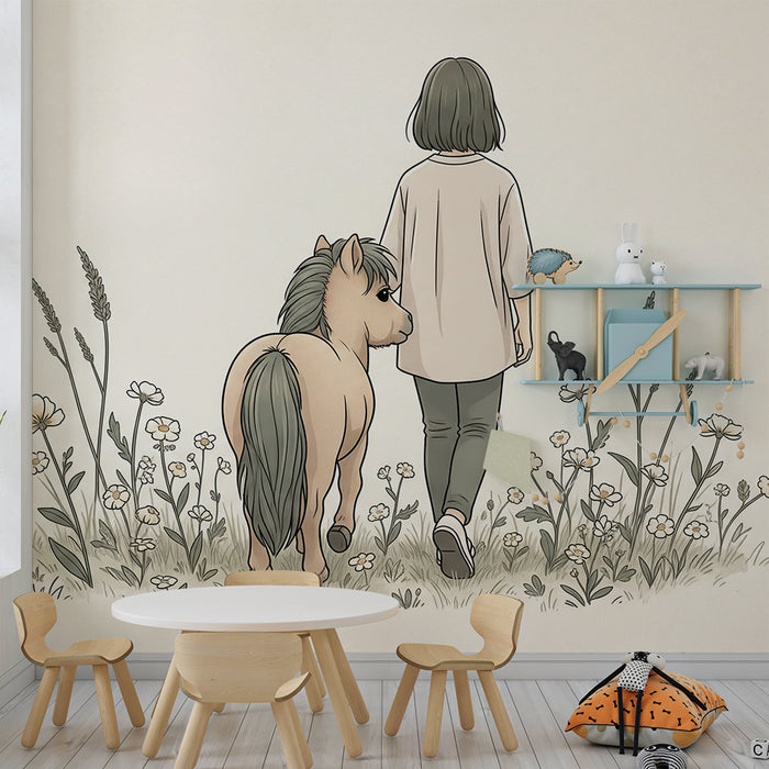 **Barnetapet | Barn og ponni midt i ville blomster**