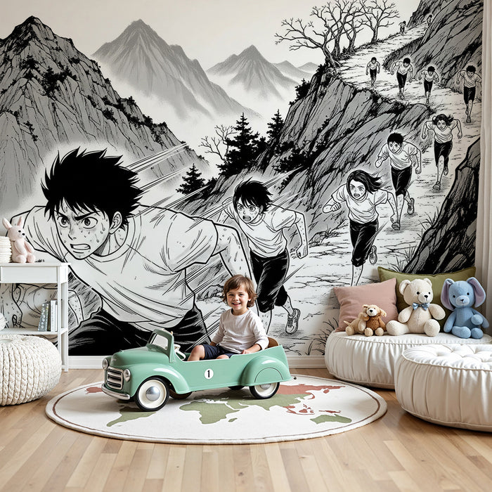 Kids room wallpaper | Dynamic outdoor training with runners