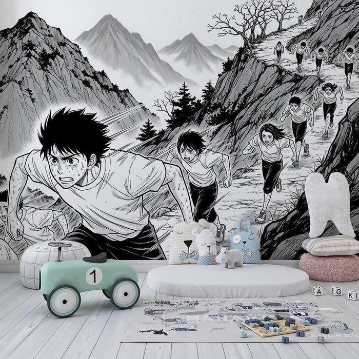 Kids room wallpaper | Dynamic outdoor training with runners