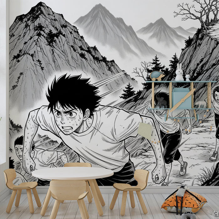 Kids room wallpaper | Dynamic outdoor training with runners
