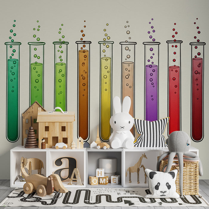 Papel de parede criança | Tubos de ensaio coloridos com bolhas de ciência