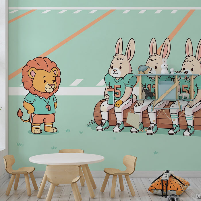Detská tapeta | Futbalisti králiky na lavičke