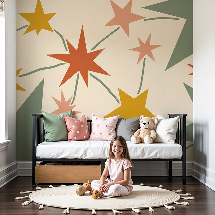 Barntapet | Färgglada stjärnor och lekfulla mönster