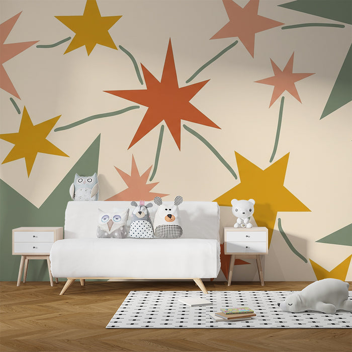 Barntapet | Färgglada stjärnor och lekfulla mönster