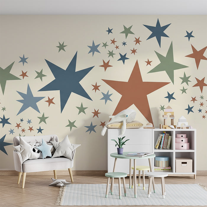 Børneværelse tapet | Farverige og drømmende stjerner
