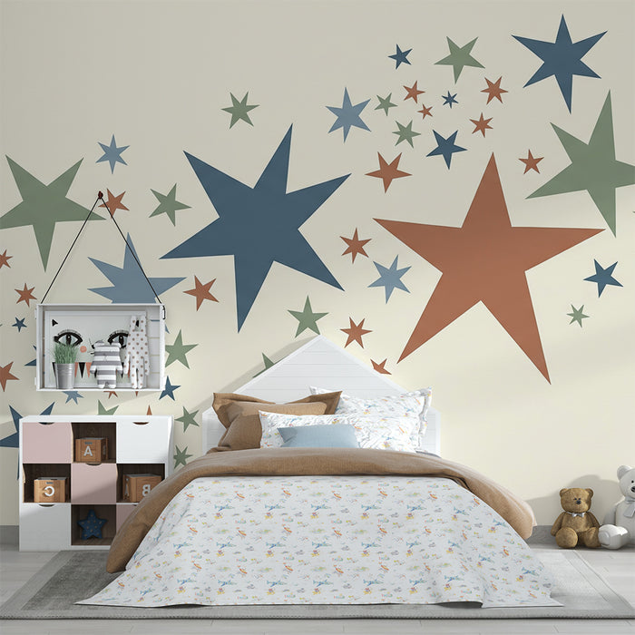 Børneværelse tapet | Farverige og drømmende stjerner