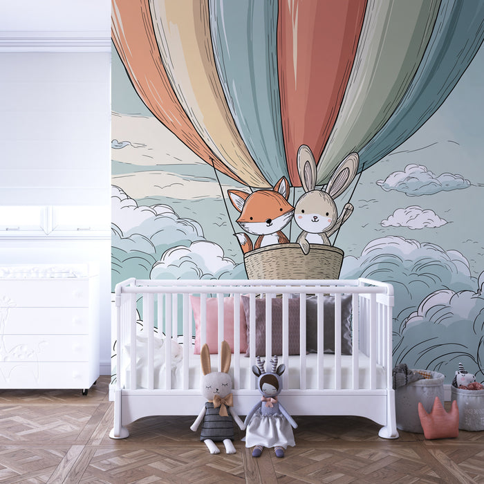Kinderkamer behang | Ontdekkingsreizigers in de wolken