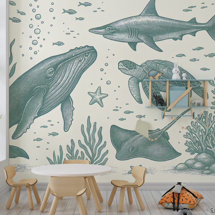 Kids room wallpaper | Raziskovanje morskih čudes