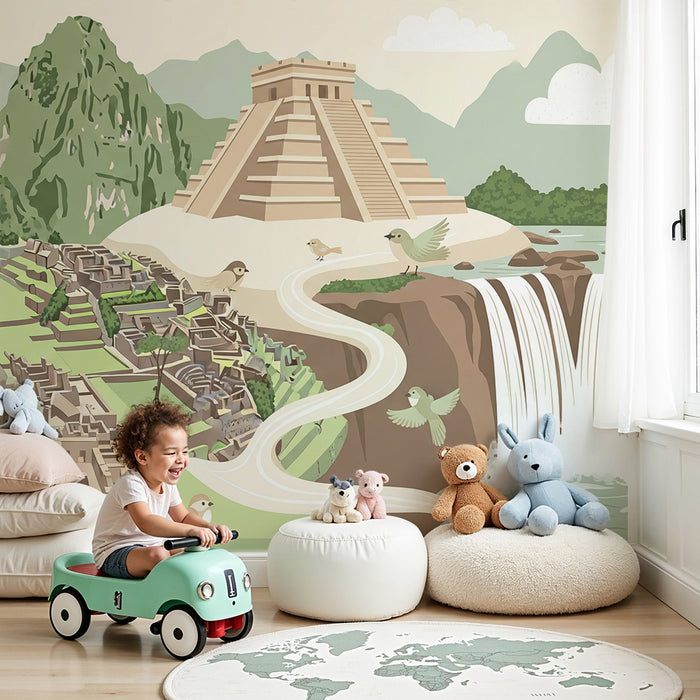 Children's bedroom wallpaper | Exploring ancient ruins and lush nature