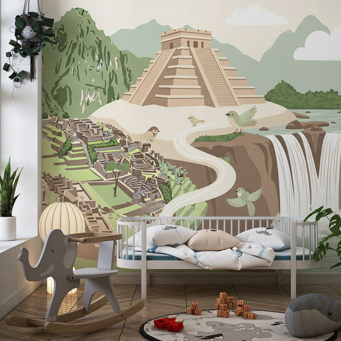 Children's bedroom wallpaper | Exploring ancient ruins and lush nature