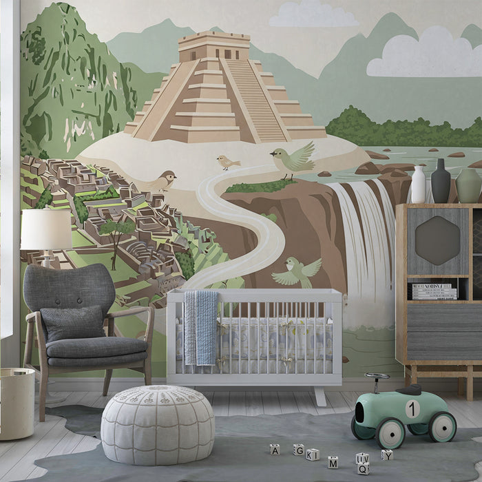 Children's bedroom wallpaper | Exploring ancient ruins and lush nature