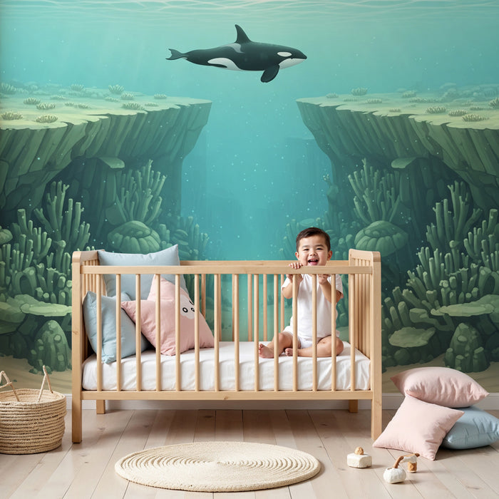 Papier peint chambre enfant | Exploration sous-marine avec orque