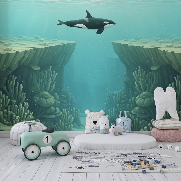 Papier peint chambre enfant | Exploration sous-marine avec orque