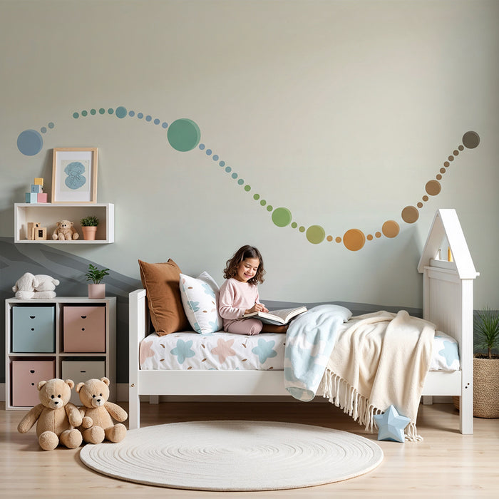 Kinderzimmer Tapete | Weltraumforschung mit bunten Planeten