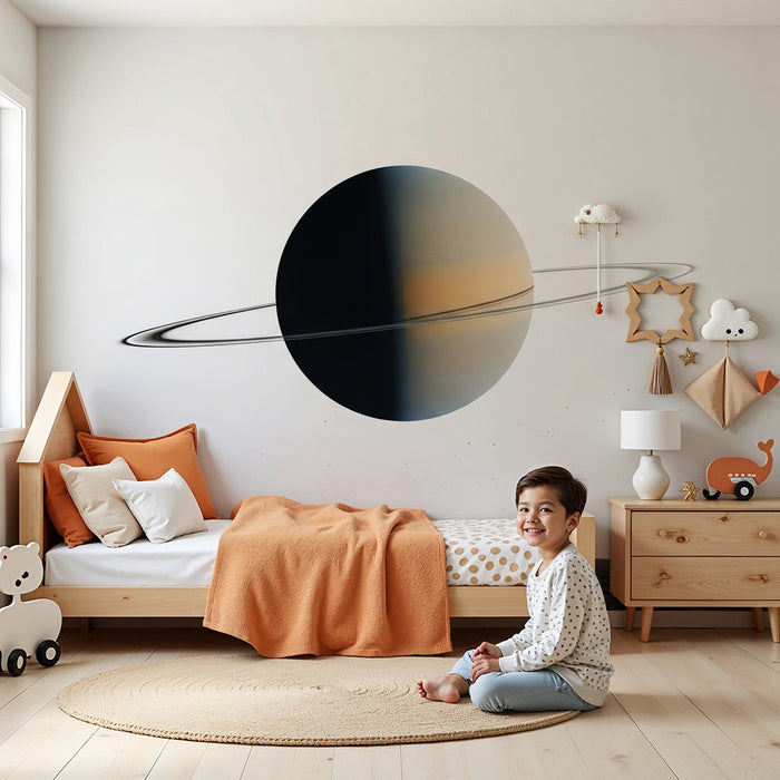 Tapet barnerom | Romforskning med Saturn og månelandskap