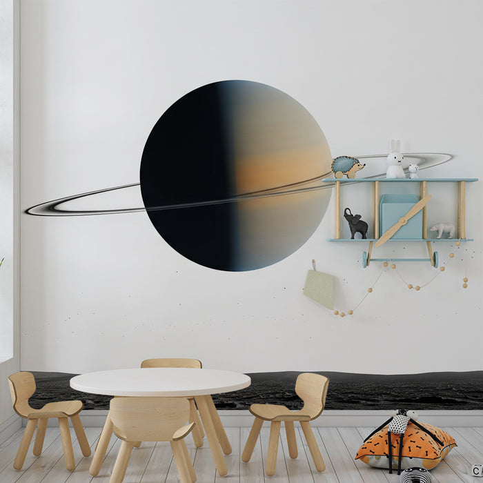 Tapet barnerom | Romforskning med Saturn og månelandskap