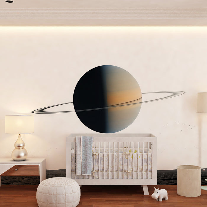 Tapet barnerom | Romforskning med Saturn og månelandskap