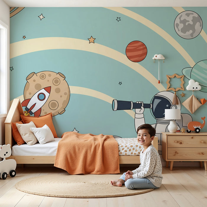 Papier peint chambre enfant | Exploration spatiale et astronautes