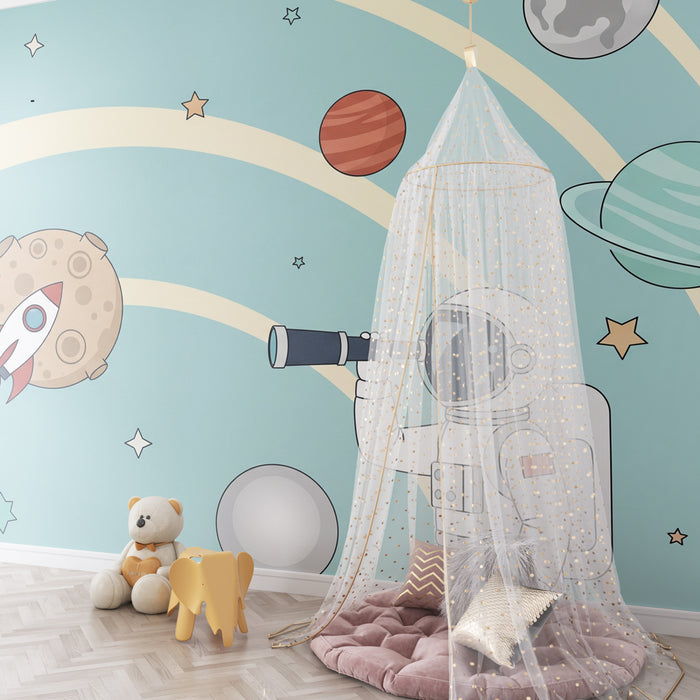 Papier peint chambre enfant | Exploration spatiale et astronautes