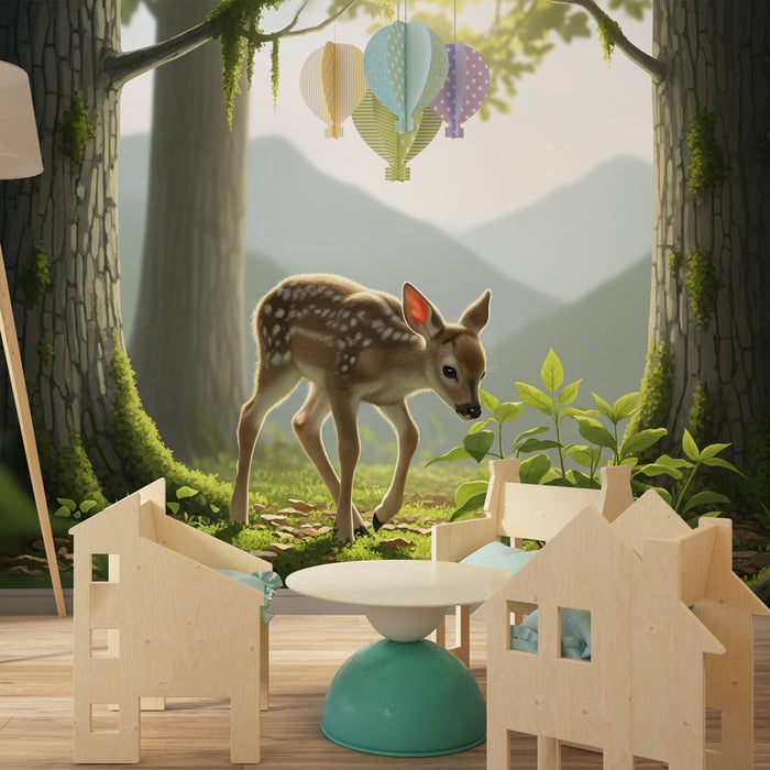 Kinderzimmer Tapete | Rehkitz im verzauberten Wald