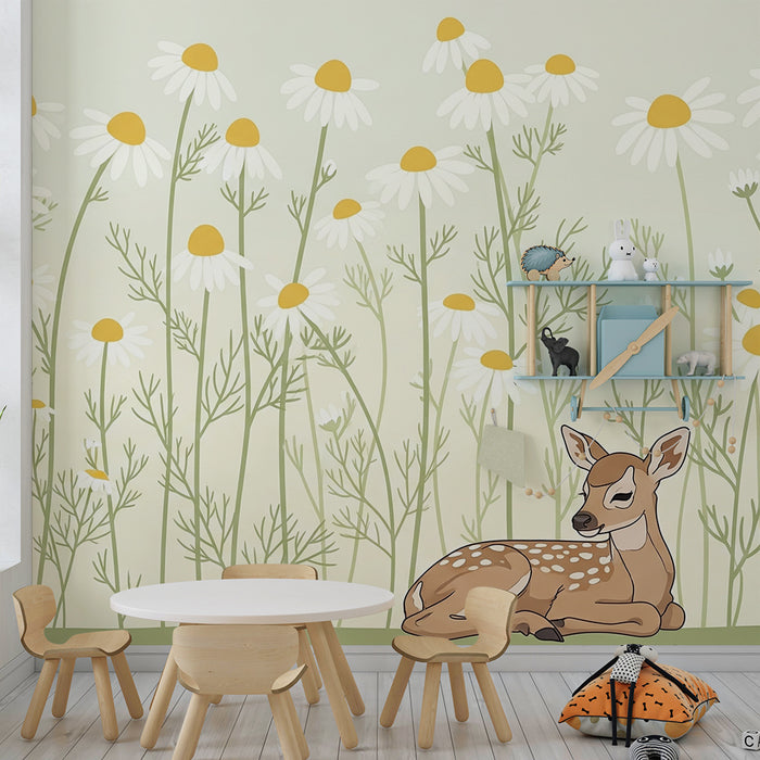 Barntapet | Sovande rådjur bland prästkragar