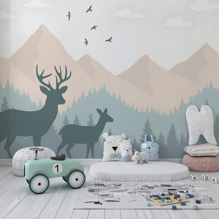 Papier peint chambre enfant | Faune forestière apaisante