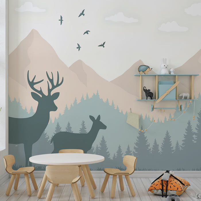 Papier peint chambre enfant | Faune forestière apaisante