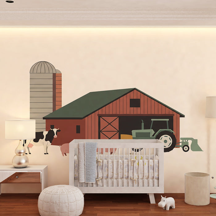 Tapeta do detskej izby | Farma so zvieratkami a traktorom