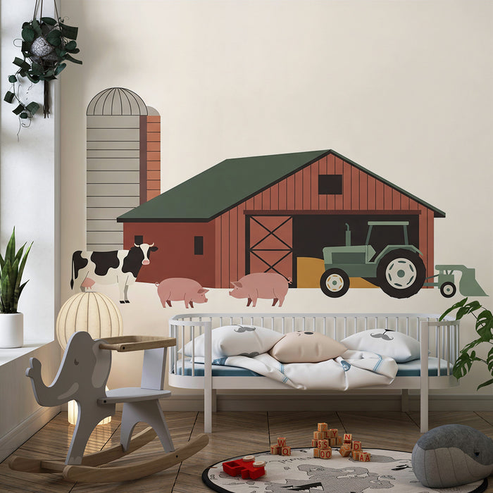 Tapeta do detskej izby | Farma so zvieratkami a traktorom