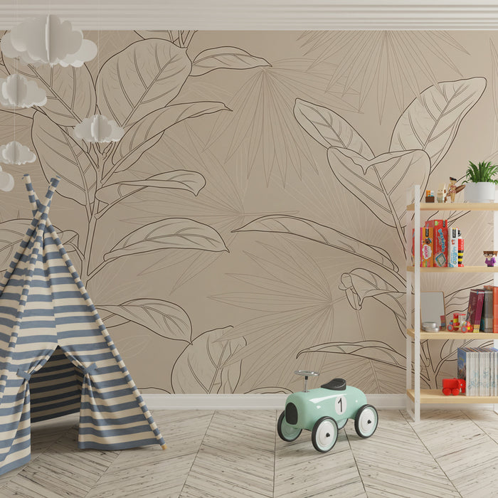 Kids room wallpaper | Delicate foliage on a soft background